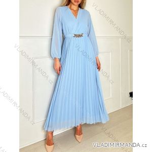 Women's Long Elegant Pleated Long Sleeve Dress (S/M ONE SIZE) ITALIAN FASHION IMPBB2320469s