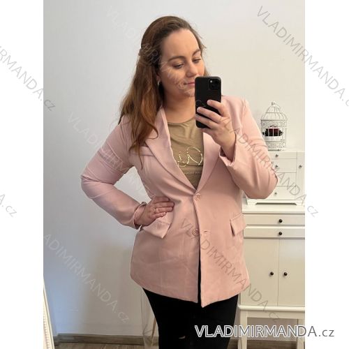 Shirt 3/4 sleeve ladies strip (4XL/5XL ONE SIZE) ITALSKÁ MÓDA IM422026 L/XL pink