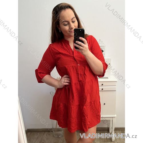 Women's 3/4 Long Sleeve Shirt Dress (L/XL ONE SIZE) ITALIAN FASHION IM423026