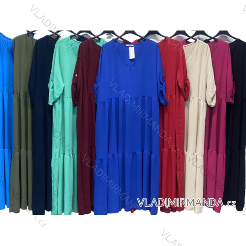 Women's Plus Size Summer Short Sleeve Dress (XL/2XL/3XL ONE SIZE) ITALIAN FASHION IMC23166