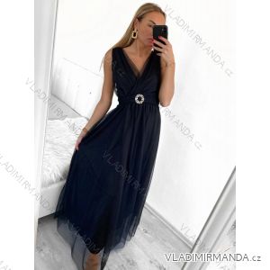 Elegant Tulle Long Sleeveless Party Women's Dress (S/M ONE SIZE) ITALIAN FASHION IMM239075/DU