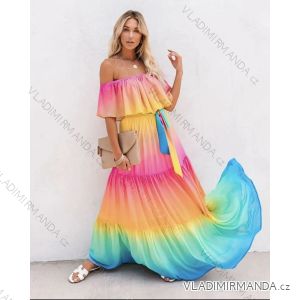 Women's Long Chiffon Short Sleeve Dress (S/M ONE SIZE) ITALIAN FASHION IMWGM23456