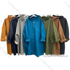 Women's Long Sleeve Hooded Zipper Fleece Coat (2XL/3XL ONE SIZE) ITALIAN FASHION IMWT23658