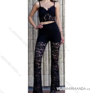 Women's Lace Long Pants and Strappy Top Set (S/M ONE SIZE) ITALIAN FASHION IMPLP2332220125