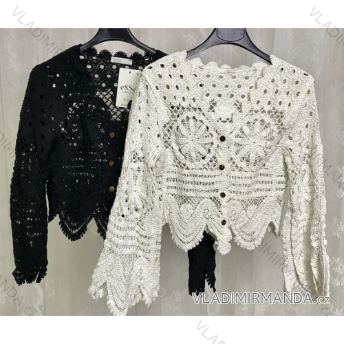 Women's Lace Croptop Long Sleeve Blouse (S/M ONE SIZE) ITALIAN FASHION IMPLP2311300010