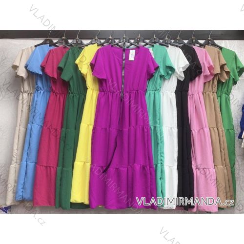 Women's Long Chiffon Short Sleeve Dress (S/M ONE SIZE) ITALIAN FASHION IMWGM23456