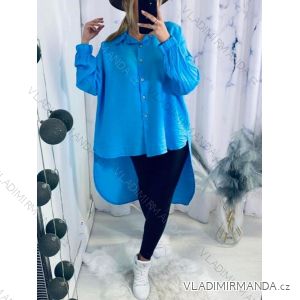 Women's Long Sleeve Oversized Shirt With Belt (S/M/L ONE SIZE) ITALIAN FASHION IMWGS223417