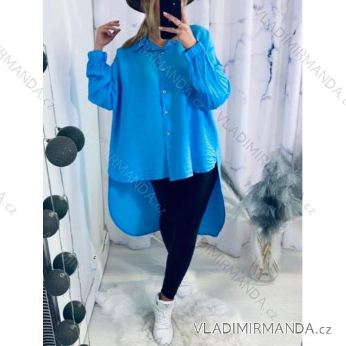 Women's Long Sleeve Oversized Shirt With Belt (S/M/L ONE SIZE) ITALIAN FASHION IMWGS223417