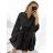 Women's Elegant Belt Long Sleeve Dress (S/M ONE SIZE) ITALIAN FASHION IMM23UN6139 S/M black