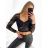 Women's Long Sleeve Lace Crop Top (S/M ONE SIZE) ITALIAN FASHION IMPGM233323