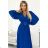 414-5 KLARA pleated dress with a belt and a neckline - royal blue