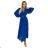 414-5 KLARA pleated dress with a belt and a neckline - royal blue
