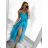 Long summer satin dress with straps women with belt (UNI S / M) ITALIAN FASHION IMM22INFINITE