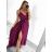 Long summer satin dress with straps women with belt (UNI S / M) ITALIAN FASHION IMM22INFINITE