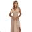 362-6 JUSTINE Long dress with a neckline and a tie - beige