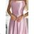 419-3 PERLA satin long dress with a neckline on the back - dirty pink