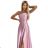 419-3 PERLA satin long dress with a neckline on the back - dirty pink