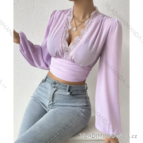 Women's Long Sleeve Crop Top (S/M ONE SIZE) ITALIAN FASHION IMPCF2326879