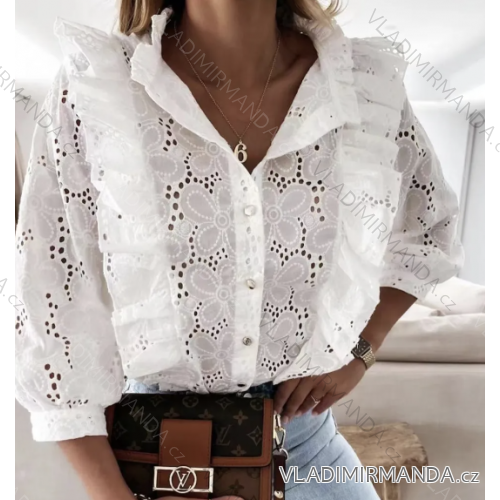 Women's Lace Sleeve Shirt (S/M ONE SIZE) ITALIAN FASHION IMPGM2311152