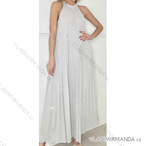 Women's Long Elegant Pleated Sleeveless Dress (S/M ONE SIZE) ITALIAN FASHION IMPBB24S3487