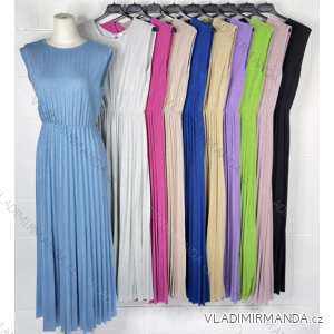 Ladies Summer Long Pleated Sleeveless Dress (S/M ONE SIZE) ITALIAN FASHION IMPBB23S4090