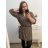 Women's elegant party long sleeve dress (S/M ONE SIZE) ITALIAN FASHION IM322282 2XL/3XL Brown