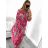 Women's Long Chiffon Short Sleeve Dress (S/M ONE SIZE) ITALIAN FASHION IMWGM23456 S/M pink