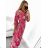 Women's Long Chiffon Short Sleeve Dress (S/M ONE SIZE) ITALIAN FASHION IMWGM23456 S/M pink