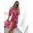 Women's Long Chiffon Short Sleeve Dress (S/M ONE SIZE) ITALIAN FASHION IMWGM23456 S/M pink