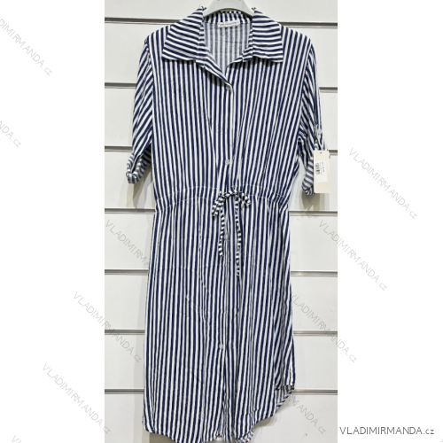 Women's Stripe Long Sleeve Shirt Dress (S/M ONE SIZE) ITALIAN FASHION IMPSH233014B